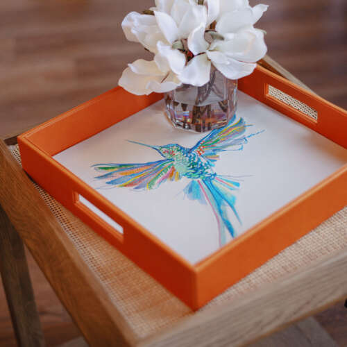 Vibrant Orange Hummingbird Tray