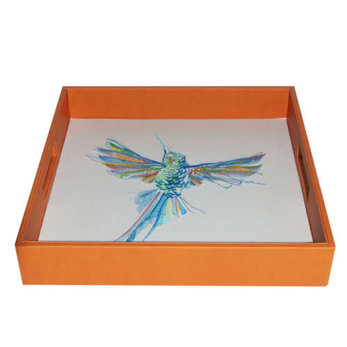 Vibrant Orange Hummingbird Tray