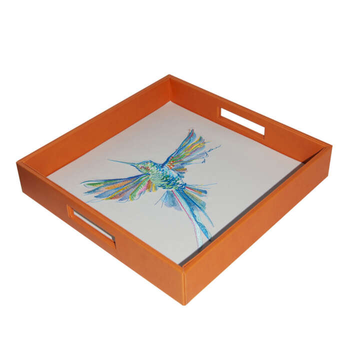 Vibrant Orange Hummingbird Tray