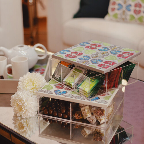 Teatime in the Spring Silver Acrylic Box