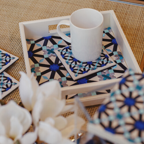 Small Oriental Tray With Blue Hues