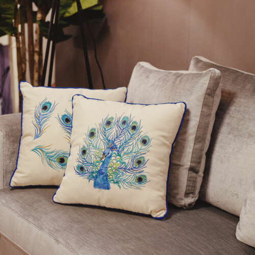 Peacock Feathers Outdoor Cushion
