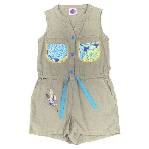 GREEN FLORAL ROMPER