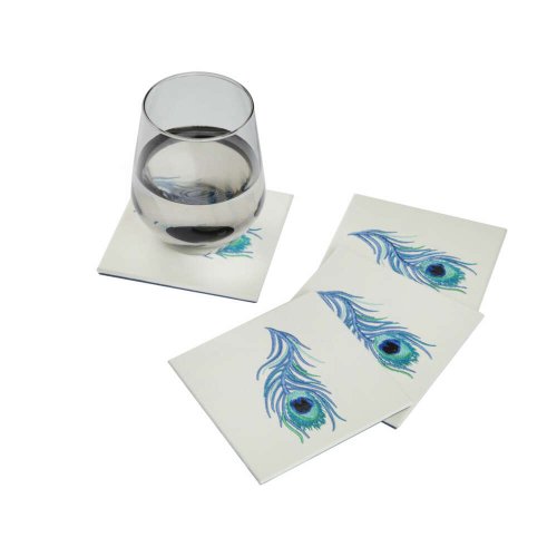 Peacock feather coasters